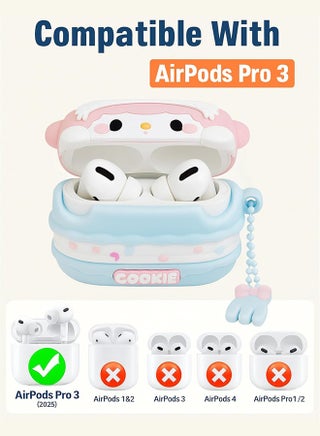 Compatible with AirPods Pro 3 Case Cover with Cleaning Kit, Cartoon Kawaii 3D Protective Case for AirPods Pro 3rd Generation (2025) Earbuds Case Cover with Keychain for Girls (Doll) - view 2